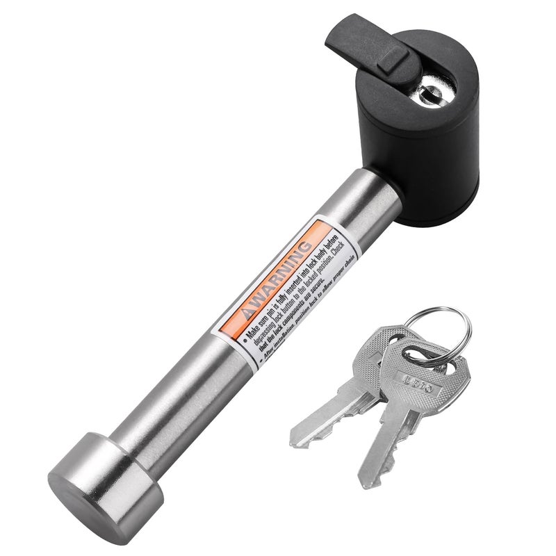CZC AUTO Hitch Receiver Pin Lock Stainless 5/8 Inch Trailer Receiver Lock for Class III IV 2 2-1/2 Inch Receiver, Fits Hitch Bike Rack Tray Ball Tow Rope for Trailer Truck Car Boat (1PACK, Silver) - Image 1